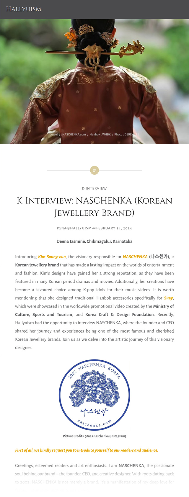 K-Interview NASCHENKA (Korean Jewellery Brand)