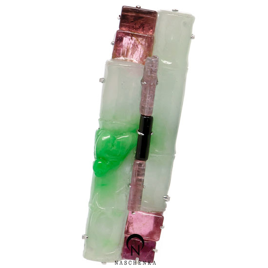 [나스첸카] 균형을 찾아서 [실버 수공예 비취 토르마린 브로치]