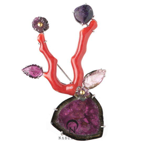 [나스첸카] 남다른 자태 2 _ 산호 토르마린 브로치