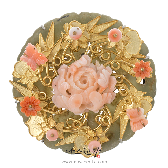 [나스첸카] 서울의 강강수월래 _ 산호 브로치 옥 한복 브로치 Unique Korean traditional jewelry