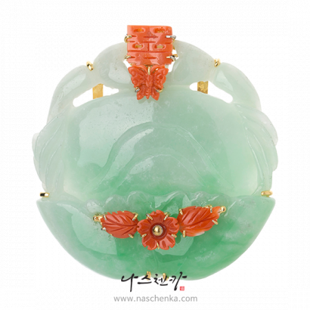 [나스첸카] 둥근 비취 _ jade 비취 브로치