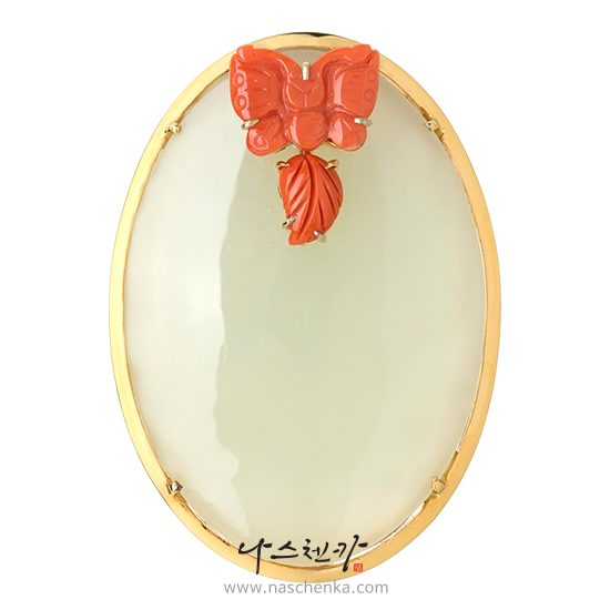 [나스첸카] 백자 항아리 white porcelain jar _ 백옥 브로치_옥브로치_원석브로치_보석브로치_한복브로치