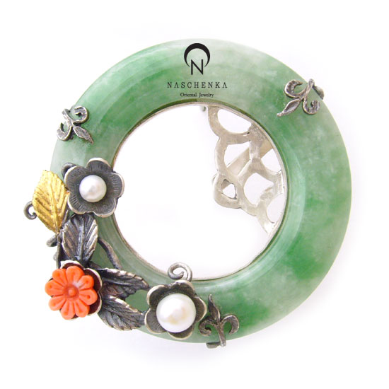 [나스첸카] 비취 궁 [실버 수공예 비취 브로치]