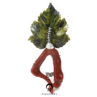 [나스첸카] 키스를 부르는 입술산호 2 [실버 수공예 산호 아게이트 브로치]