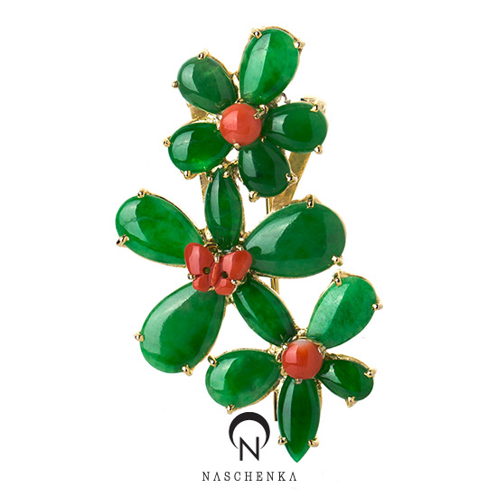 [나스첸카] 잊지못할 사랑 사랑 _ 비취 브로치 산호 브로치