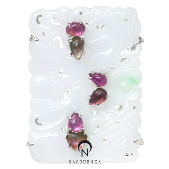 [나스첸카] 자신만만 백비취 [실버 수공예 비취 브로치]