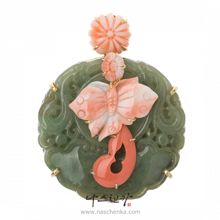 [나스첸카] 품고있던 비취 _ 비취 브로치 산호 브로치