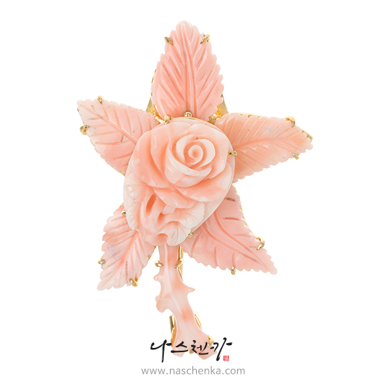 [나스첸카] 태양의 꽃 2 _ coral 산호 브로치