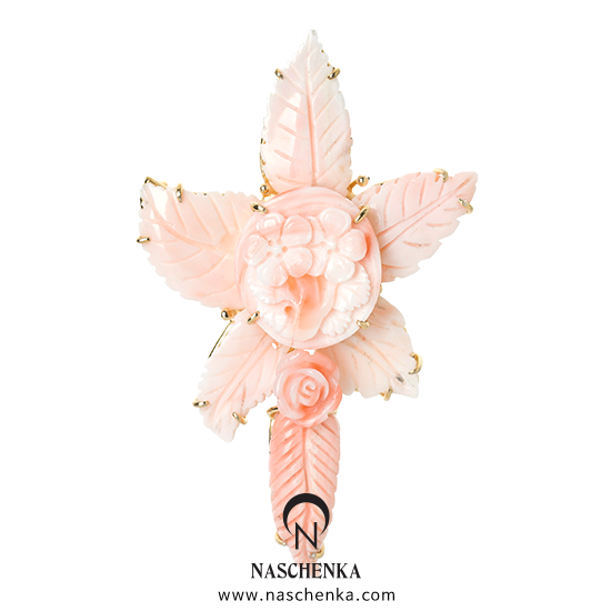 [나스첸카] 태양의 꽃 _ coral 산호 브로치