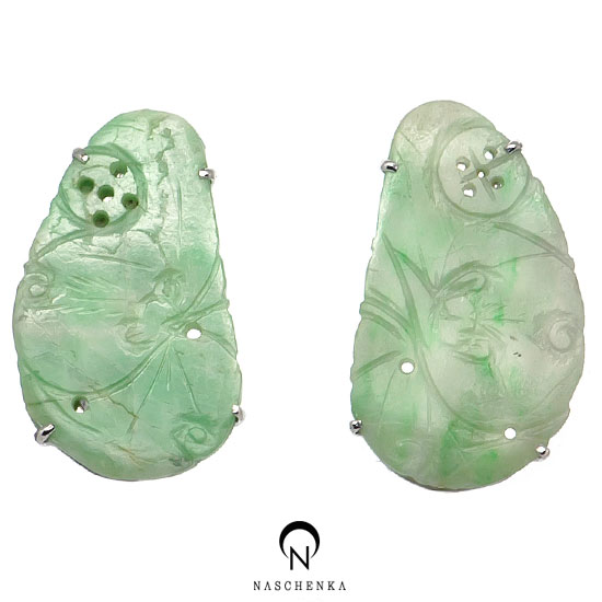 [나스첸카] 베이직 단장 [실버 수공예 골동 비취 귀걸이]