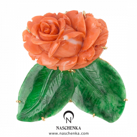 [나스첸카] 꿀예쁨 _ 산호 브로치 비취 브로치