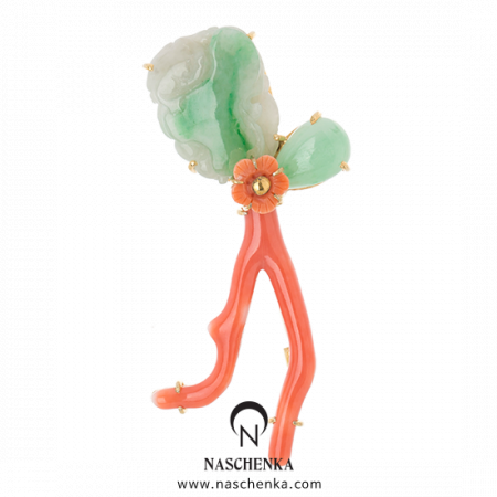 [나스첸카] 비취와 산호는 늘 가슴으로 _ 비취 브로치