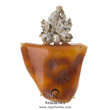 [나스첸카] 호박에서 꽃이 피다 _ 호박 브로치