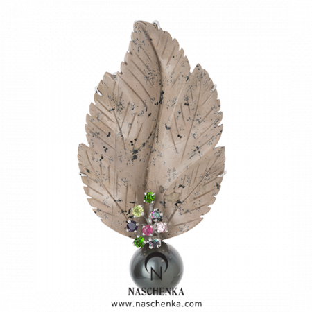 [나스첸카] 나뭇잎 그윽, 남양진주 흑진주는 선물 _ 아게이트 브로치