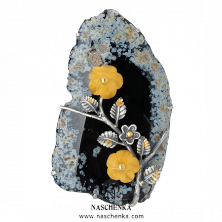 [나스첸카] Just I am _ 아게이트 브로치 호박 브로치