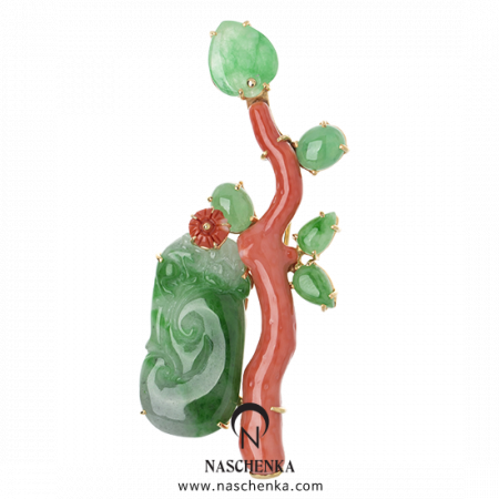 [나스첸카] 자연으로 _ 비취 브로치 산호 브로치