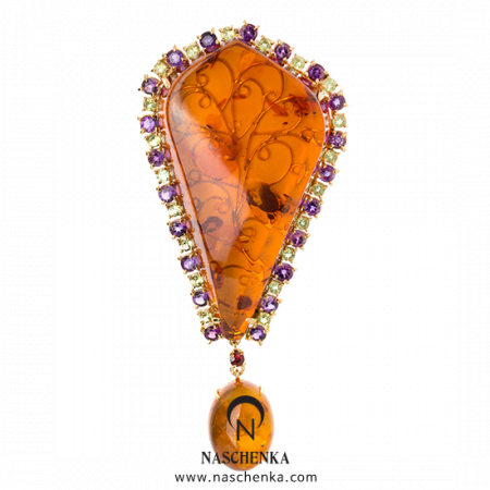 [나스첸카] 찬란한 금파 _ 호박 브로치
