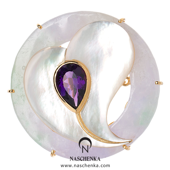 [나스첸카] 연보라 꿈 _ 라벤더 비취 브로치