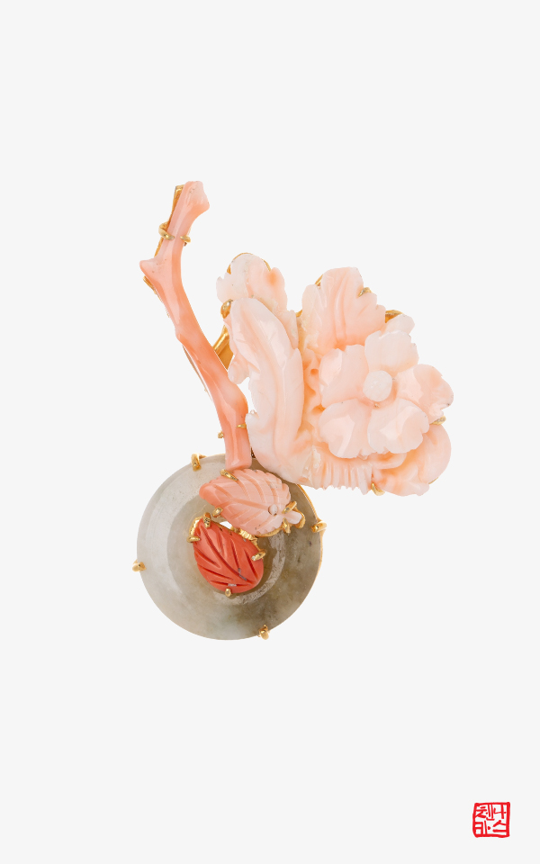 NASCHENKA Archive Piece [나스첸카] 사랑스러운 산호 화병 _ 산호 브로치 