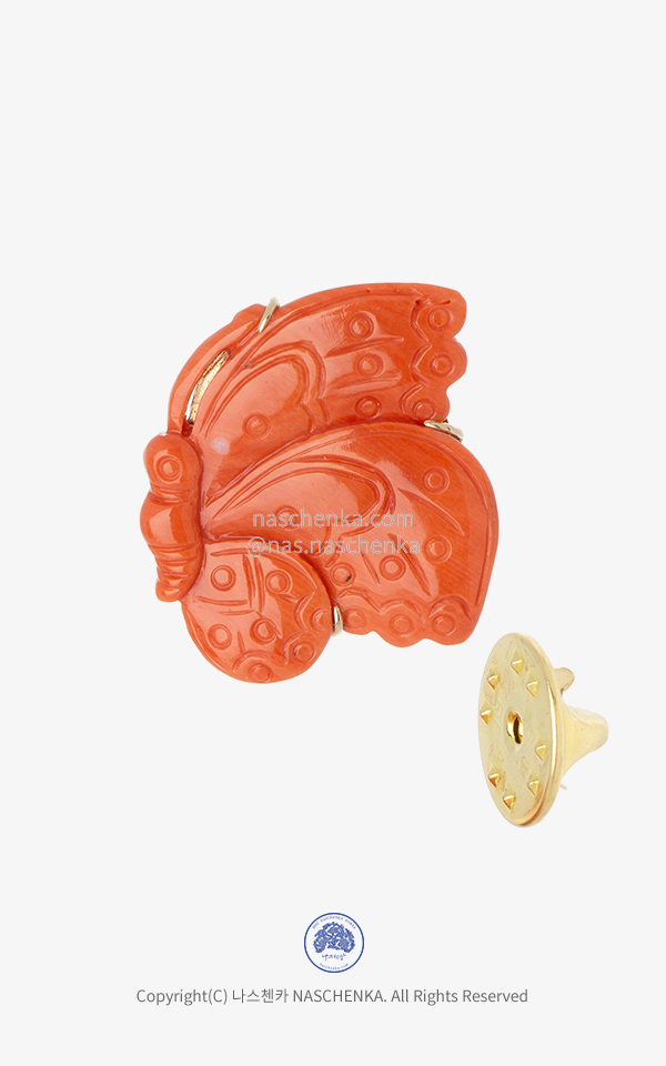 ȣ ־ Coral butterfly brooch gold [þī] ȣ ġ _ 14K