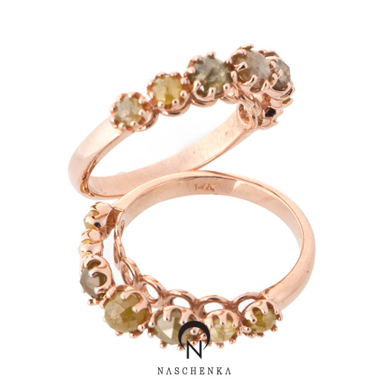 [나스첸카] 아일릿 펀칭 다이아몬드 _ rough diamond 14K 러프 다이아몬드 쌍가락지