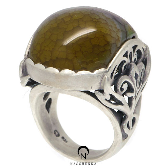 [나스첸카] 그저 말없이 2 [실버 수공예 은 원석 아게이트 반지]