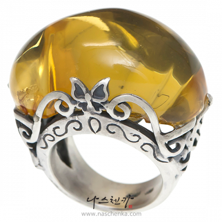 [나스첸카] 그대 내게 올때 [실버 수공예 호박 반지]