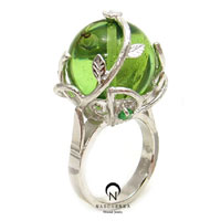 [나스첸카] 워터메론 2 [실버 수공예 그린 호박 반지]