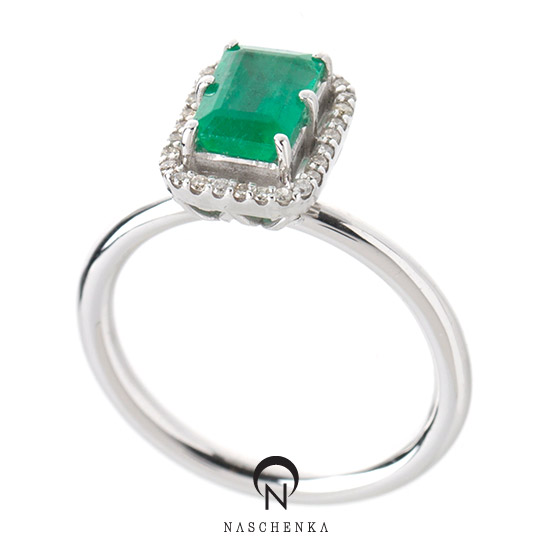 [나스첸카] 직사각형 에메랄드 헤서웨이 _ emerald 14K 에메랄드 반지