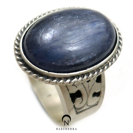 [나스첸카] 천국의 조각 : 블루 [실버 수공예 카이언나이트 반지]