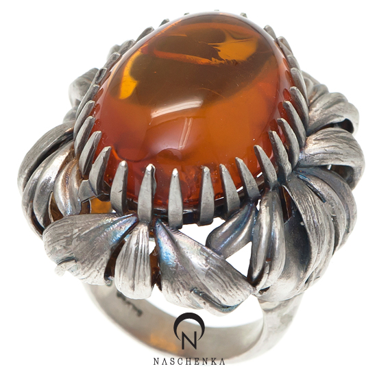 [나스첸카] 호박의 꽃 [실버 수공예 호박 반지]
