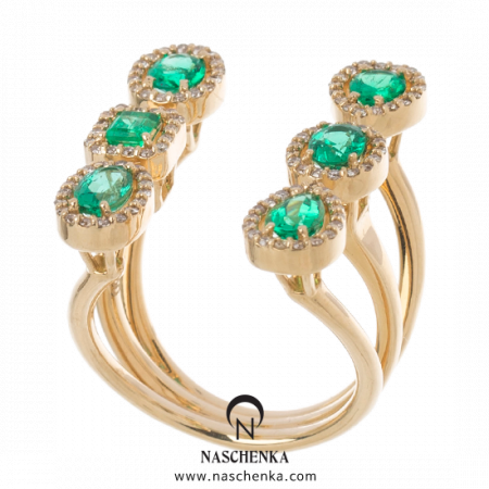 [나스첸카] 샴페인 에메랄드 _ 18K 에메랄드 반지