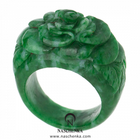 [나스첸카] 정중앙 꽃조각 귀한 비취 가락지