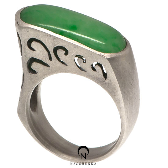 [나스첸카] 비취 어슷썰기 [실버 수공예 비취 반지] _ 비취 옥 가락지 _