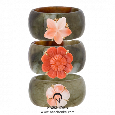 [나스첸카] 비취 위에 산호꽃 _ 비취 가락지