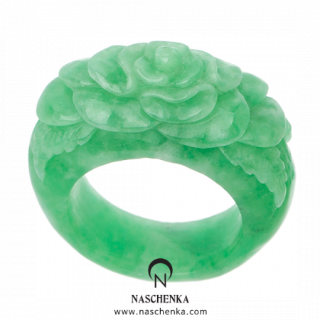 [나스첸카] 정중앙 꽃조각 귀한 비취 가락지 2 _ 옥반지 _ 옥가락지 _ 원석반지 _ 통가락지 _ 한복가락지 _ 결혼가락지