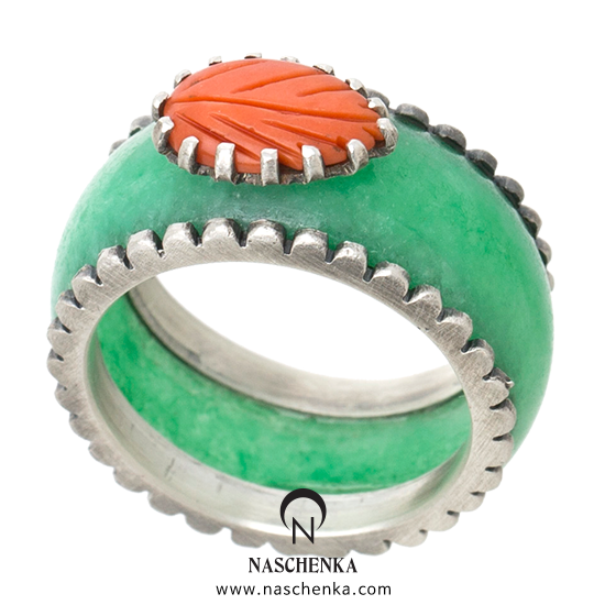 [나스첸카] flower bearing _ 염색 비취 가락지 _ 옥가락지 _ 가락지 _사극가락지_ 한복반지