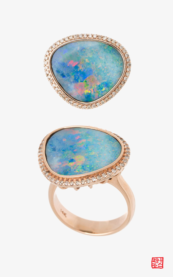 [나스첸카] 다이아몬드로 둘러싸인 드라메르 _ 14K 오팔 반지