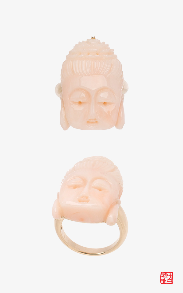 ó԰ Բ [þī] 14k  δٻ õ ȣ   buddha natural coral ring gold