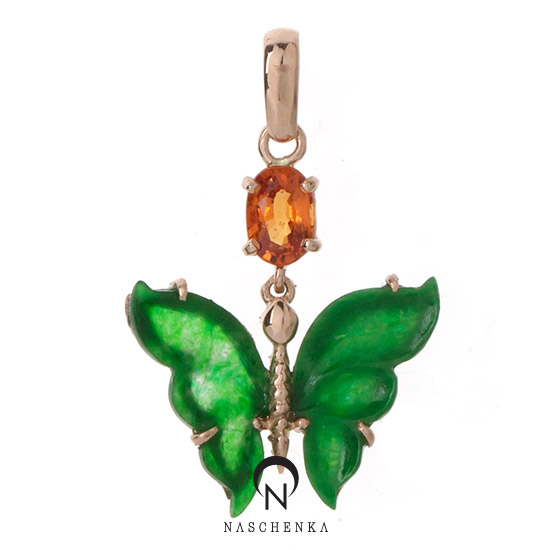 [þī] ٶ Ÿ  _ 14K orange sapphire jade ̾  ҴƮ
