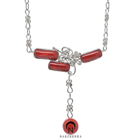 [나스첸카] 요정샬롯, 적산호 [실버 수공예 산호 목걸이]