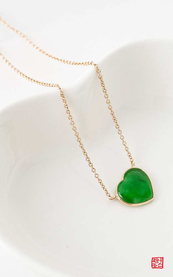 [þī] Ʈ 1.3 cm _ jade 14K  