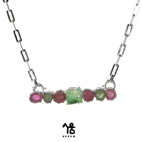 [시움] SEEUM MOORE [실버 수공예 토르마린 목걸이 브로치]