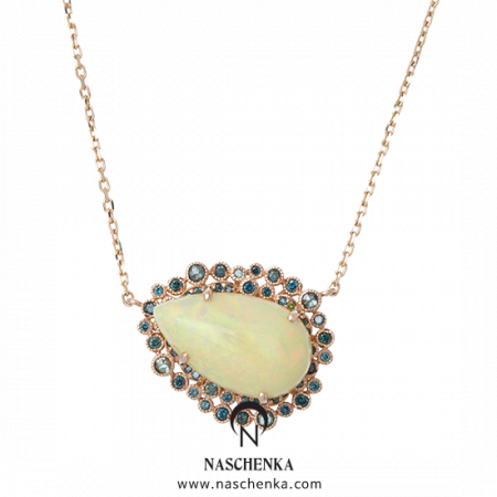 [나스첸카] 네 앞의 나 _ 14K 오팔 목걸이 청러프다이아몬드 목걸이