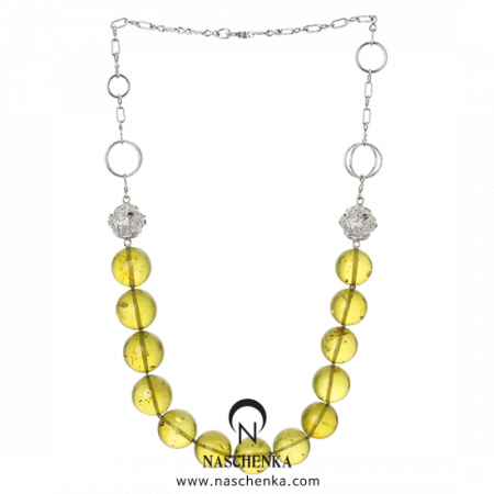 [나스첸카] 워터메론 나스첸카 은목걸이 _ 호박 목걸이