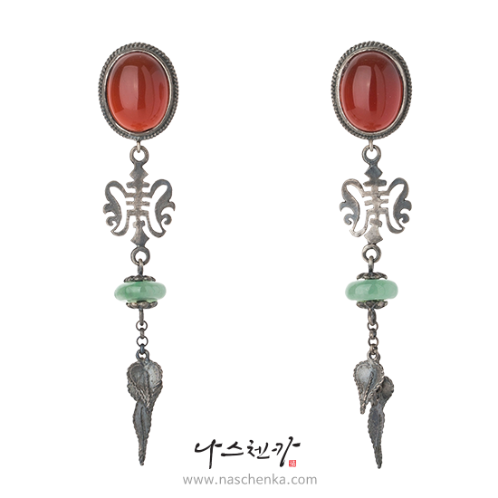 [나스첸카] 여자의 마음 [실버 수공예 자마노 귀걸이]