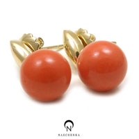 [나스첸카] 애플셋팅, 콩산호 귀걸이 [나스 맞춤]