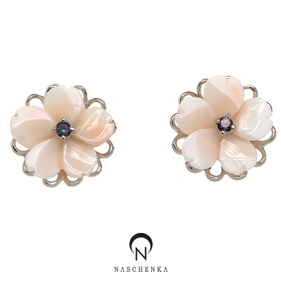 [나스첸카] 산호 꽃송이가 [실버 수공예 산호 귀걸이]