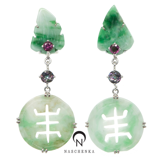 [나스첸카] 가벼운 비비안 [실버 수공예 비취 귀걸이]