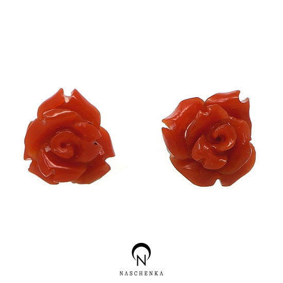 [나스첸카] 나도 미인 : 산호 코랄편 [실버 수공예 산호 귀걸이]